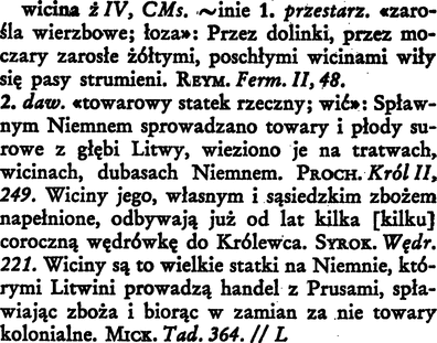 wicina Wielki słownik W. Doroszewskiego PWN